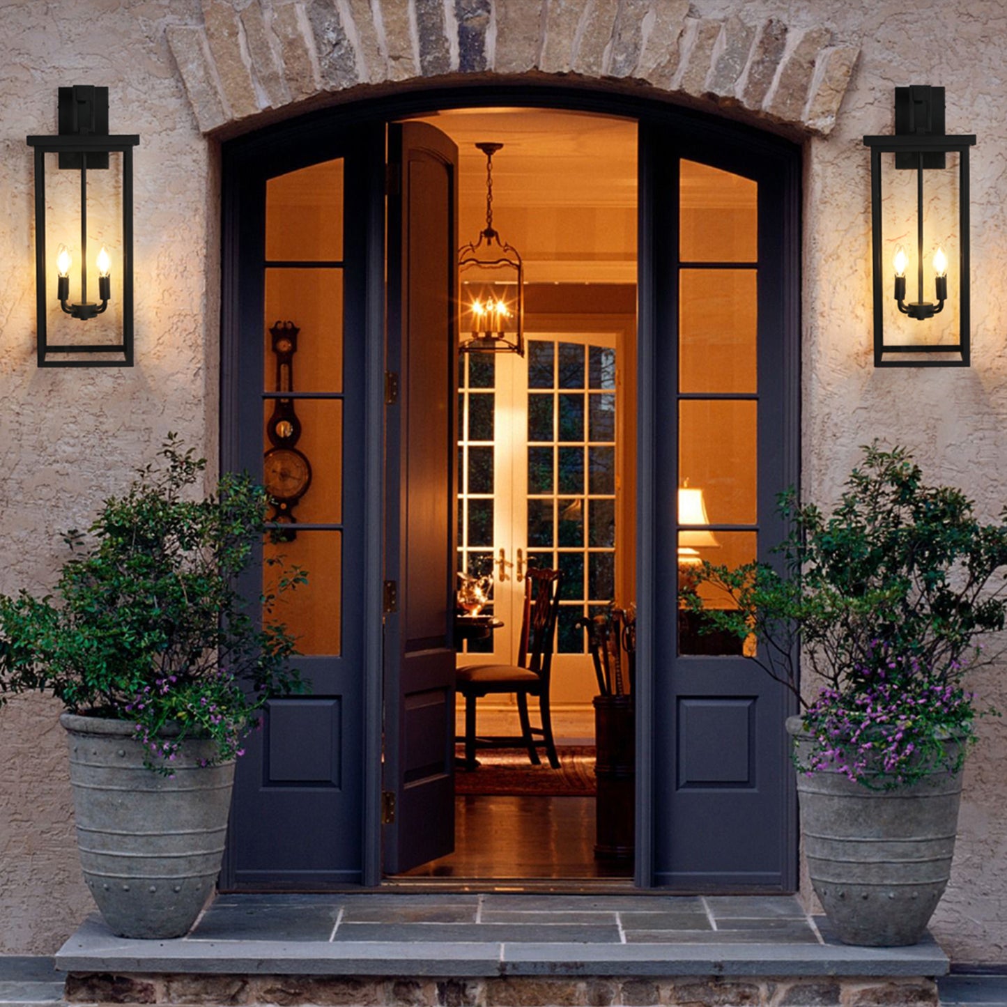 Stylish Black Outdoor 4-Light Wall Sconce