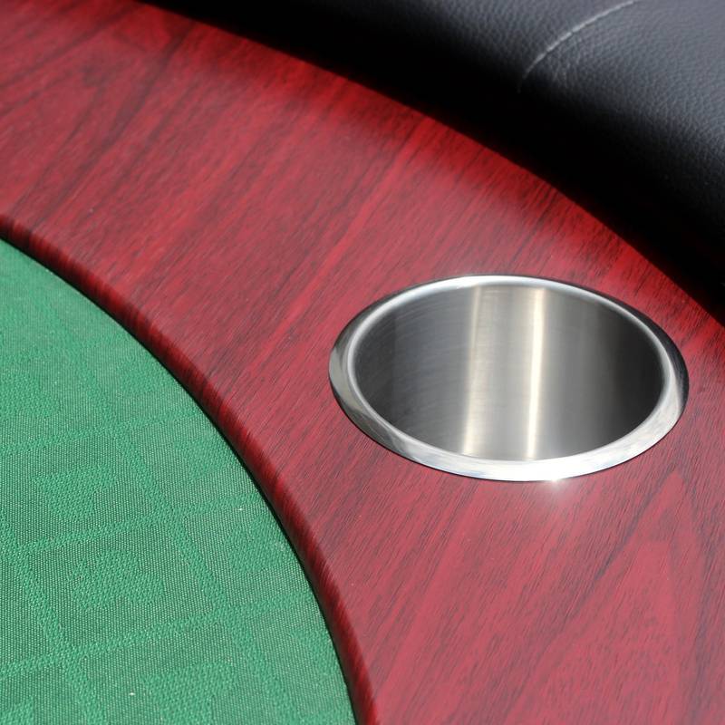 Luna Oval Poker Table - Green with Red Racetrack