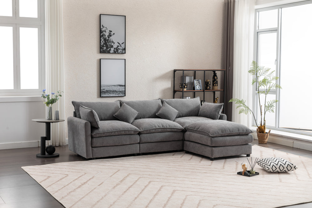 Chic Modular L-Shaped Sofa with Ottoman