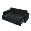 Chic Convertible Corduroy Sleeper Sofa with Storage Chaise