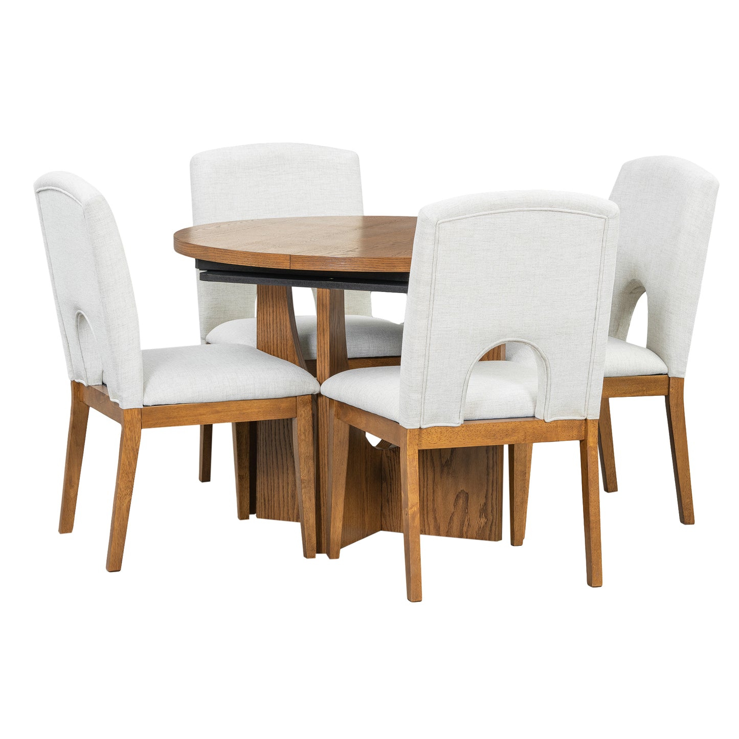 Cozy Walnut Dining Set with Extendable Table