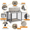 Chic Mobile Dog Crate Table with Double Doors and Lift Top in Grey