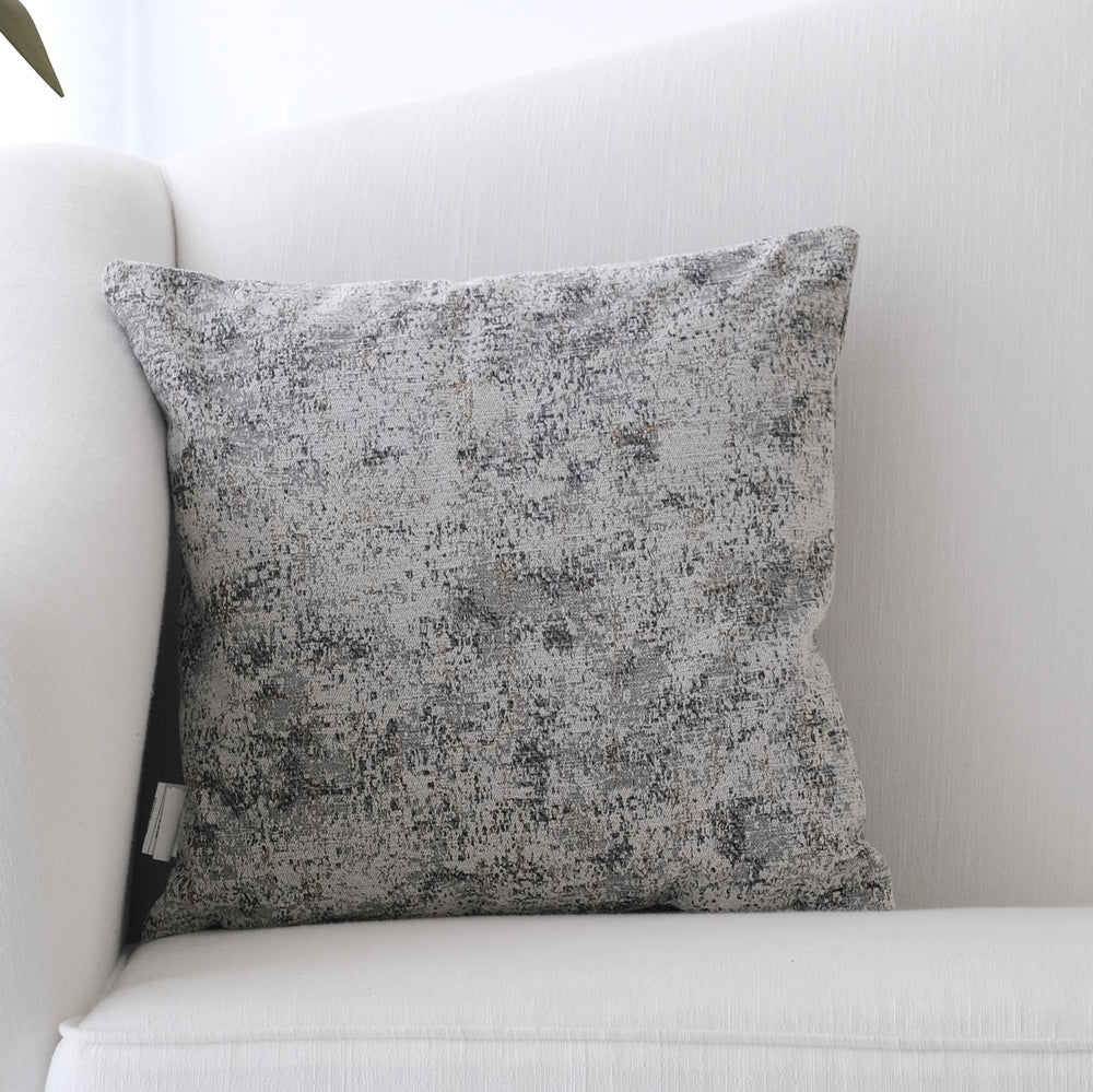 Chic Gray & Gold Chenille Pillow