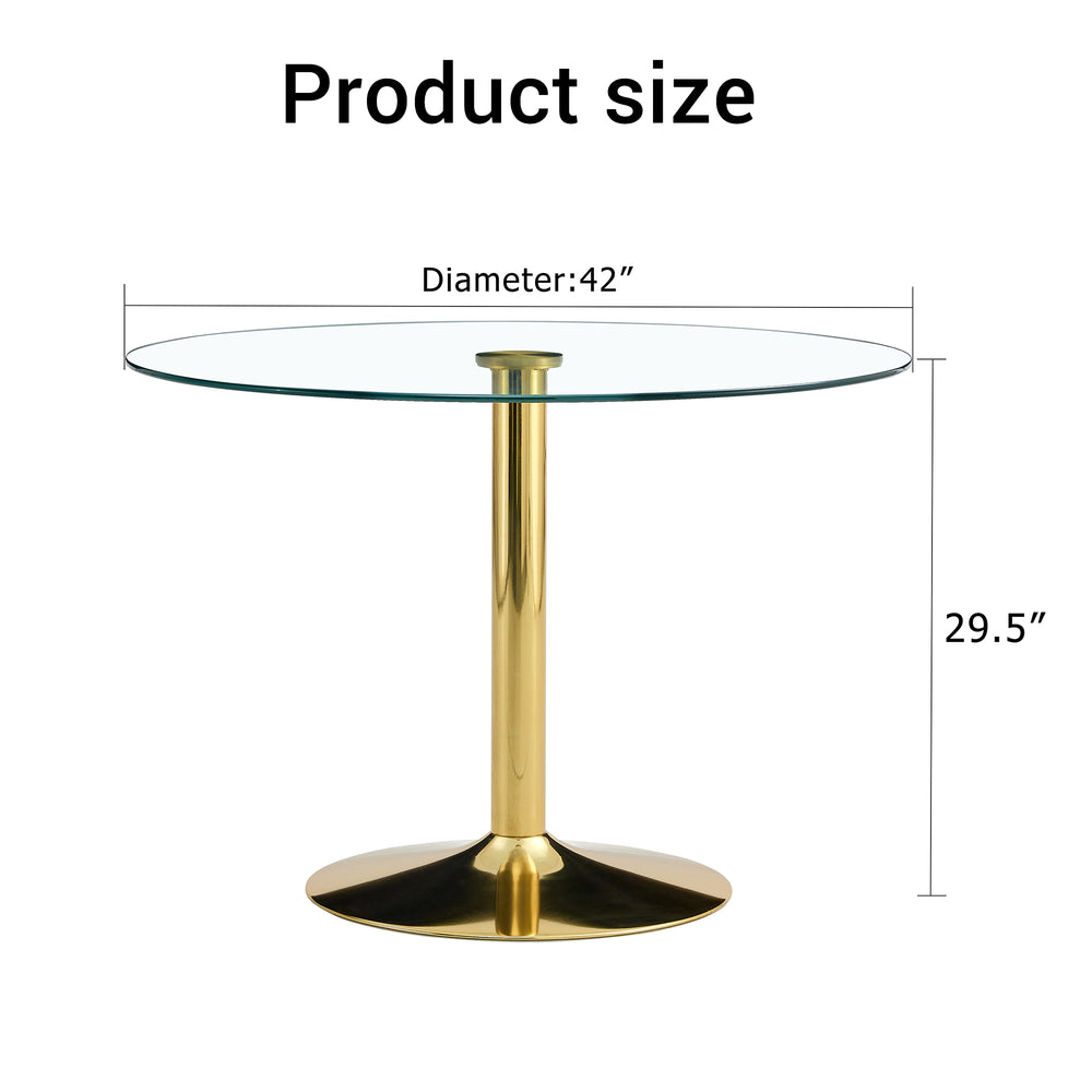 Chic Glass & Gold Round Dining Table