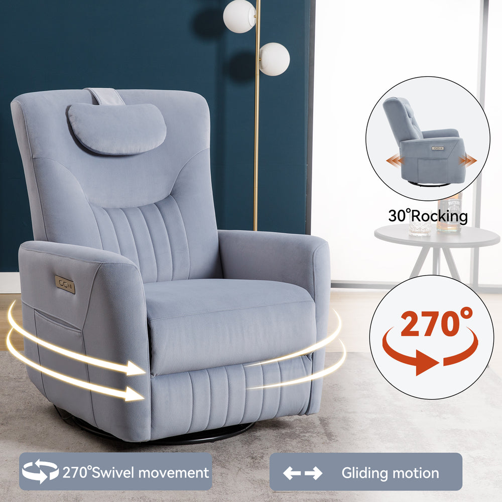 Cozy Power Recliner with Support Pillows and USB Ports