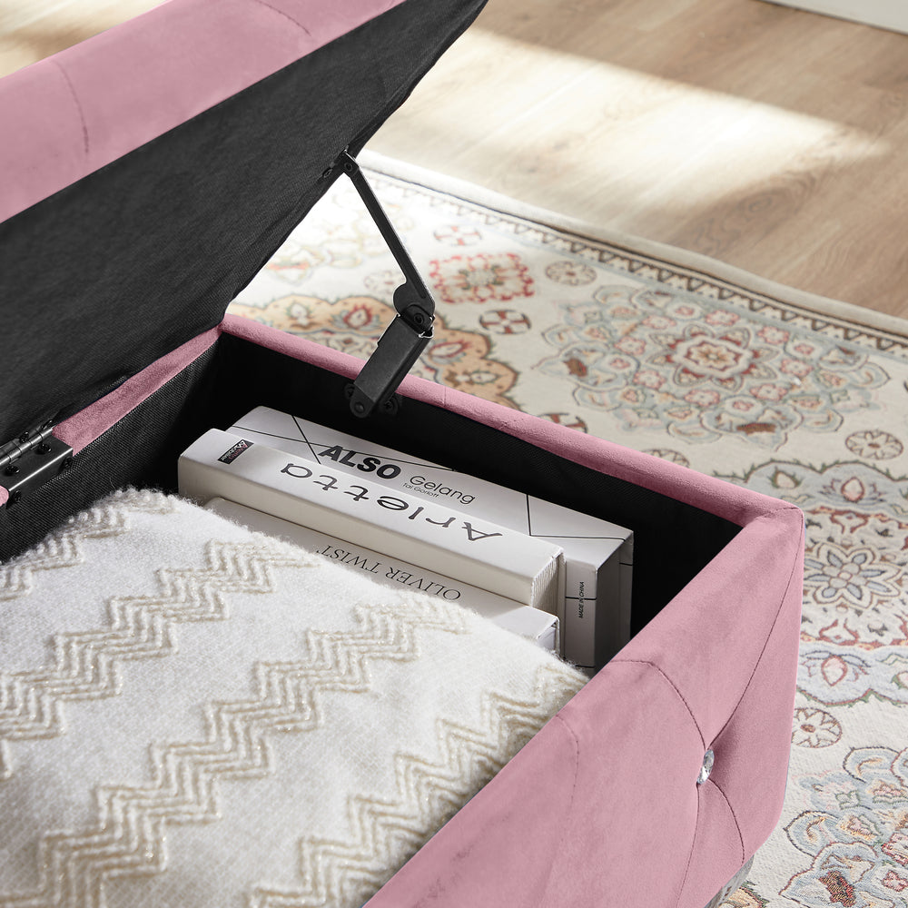 Cozy Pink Storage Bench with Padded Seat