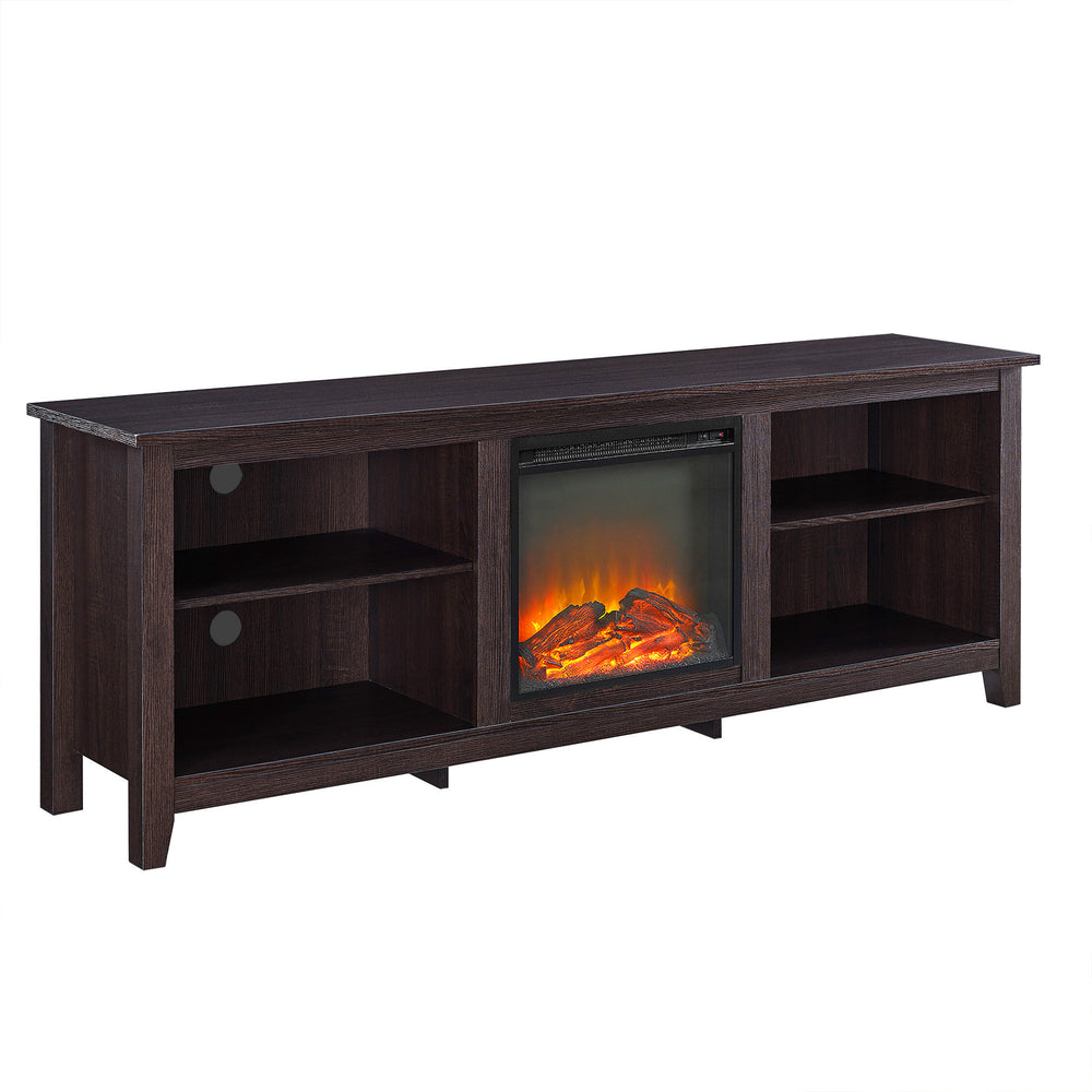 Cozy Espresso TV Stand with Fireplace for Big Screens