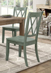 Teal Double-X Back Dining Chairs Set