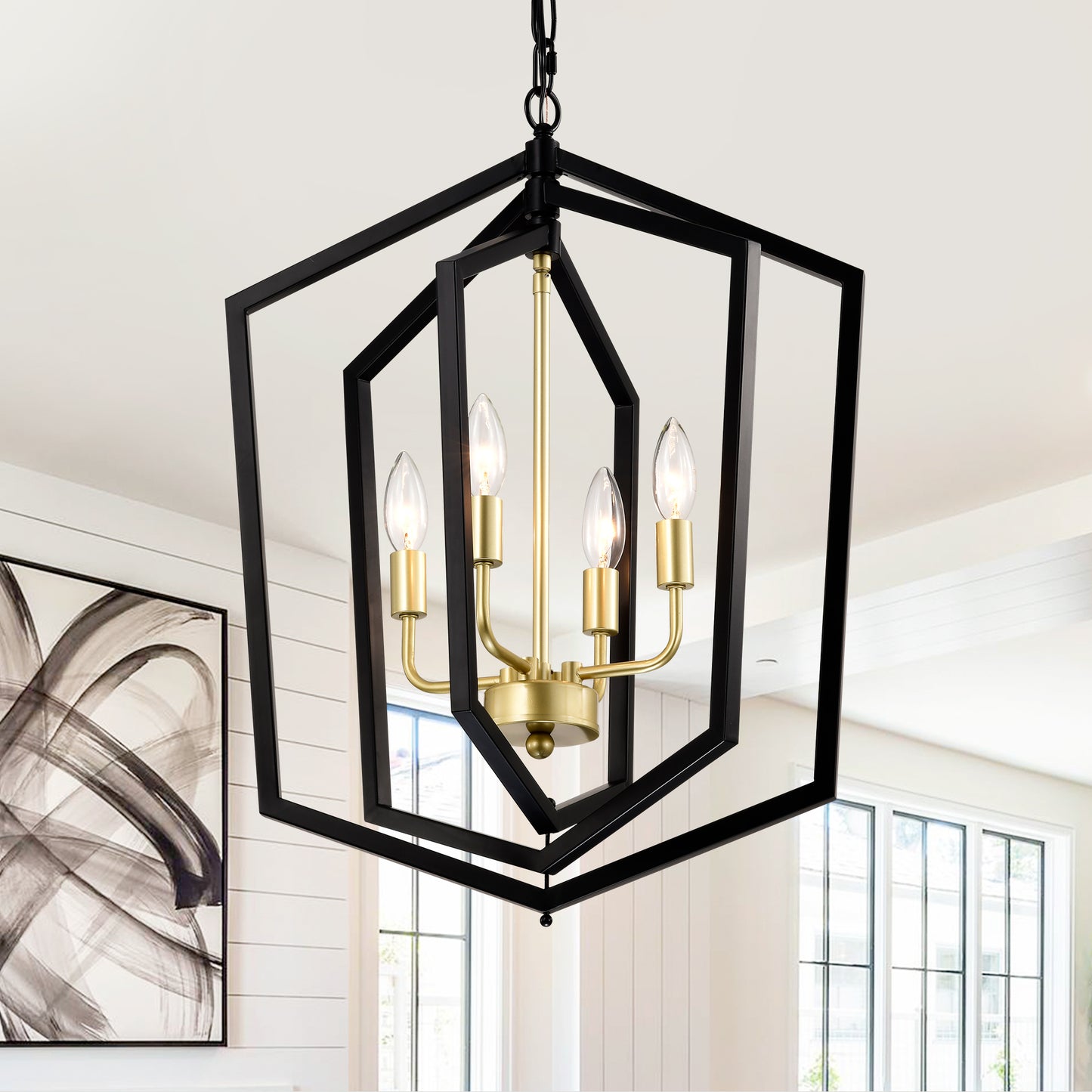 Sleek Black and Gold Chandelier for Stylish Spaces