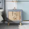 Gray Upholstered Nightstand with Drawers