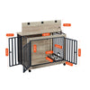 Chic Dog Crate Table with Feeding Bowl & Wheels