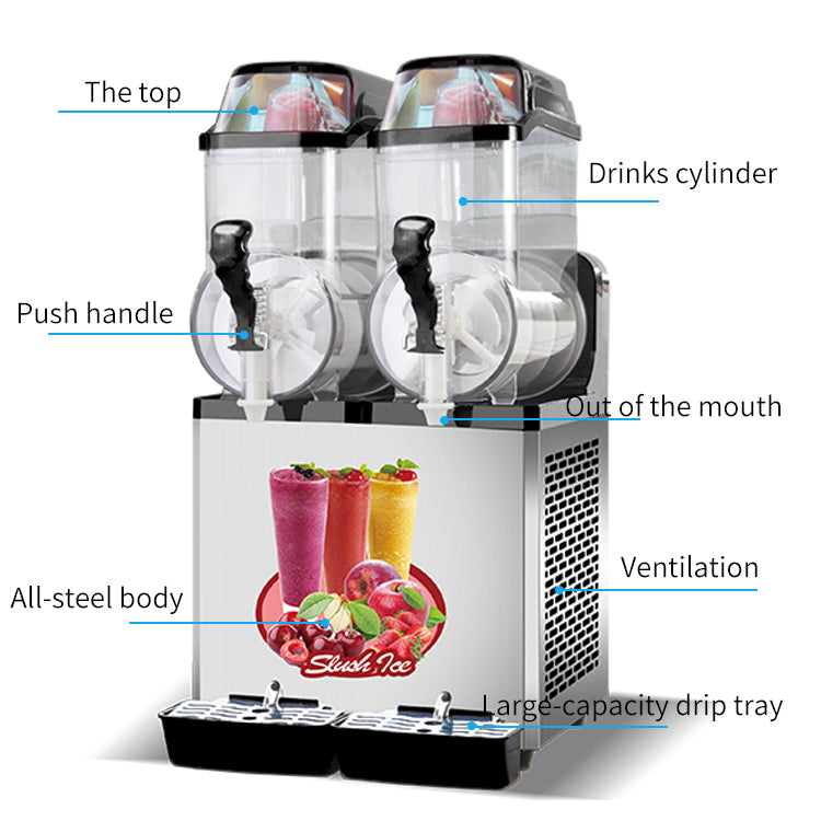 Chill & Sip Slushy Maker: Double Tank Margarita Machine for Cafes & Bars