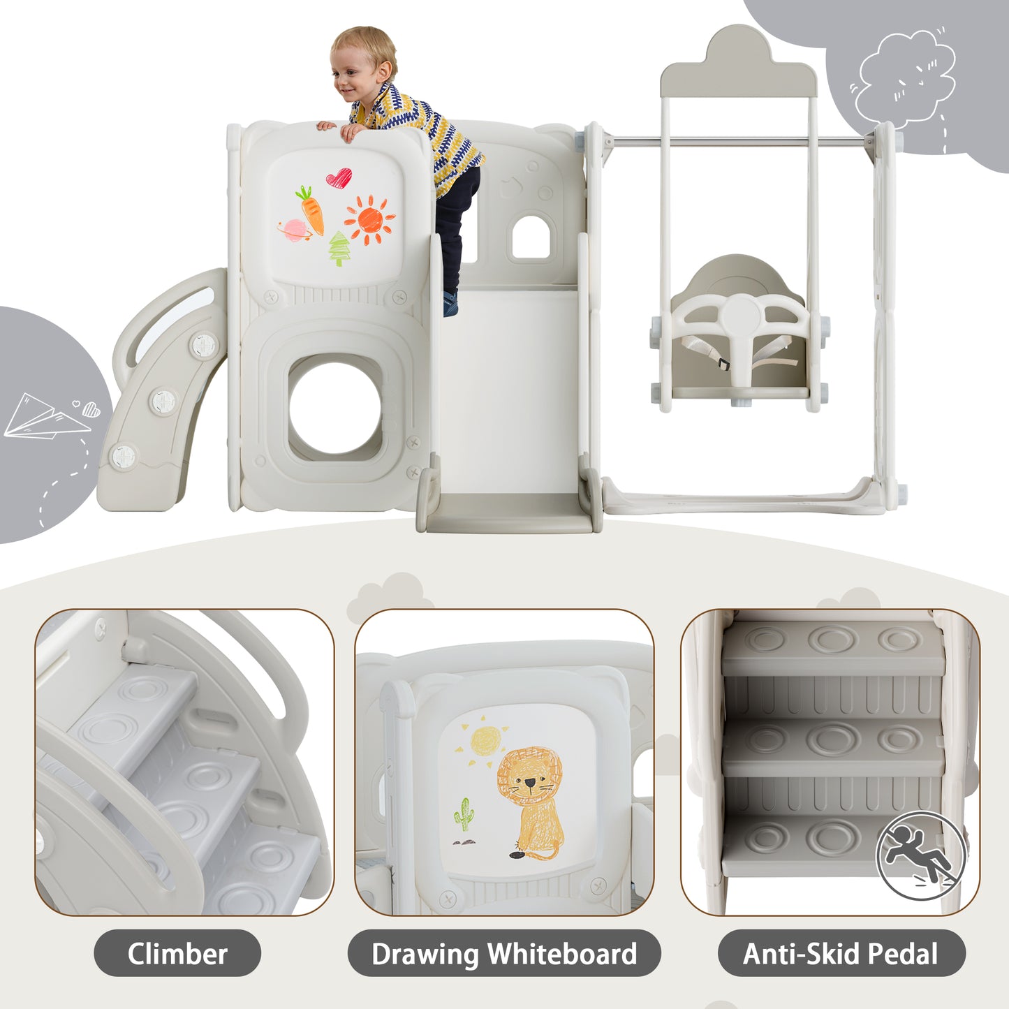 Playtime Adventure Set: Slide, Swing & Draw for Toddlers