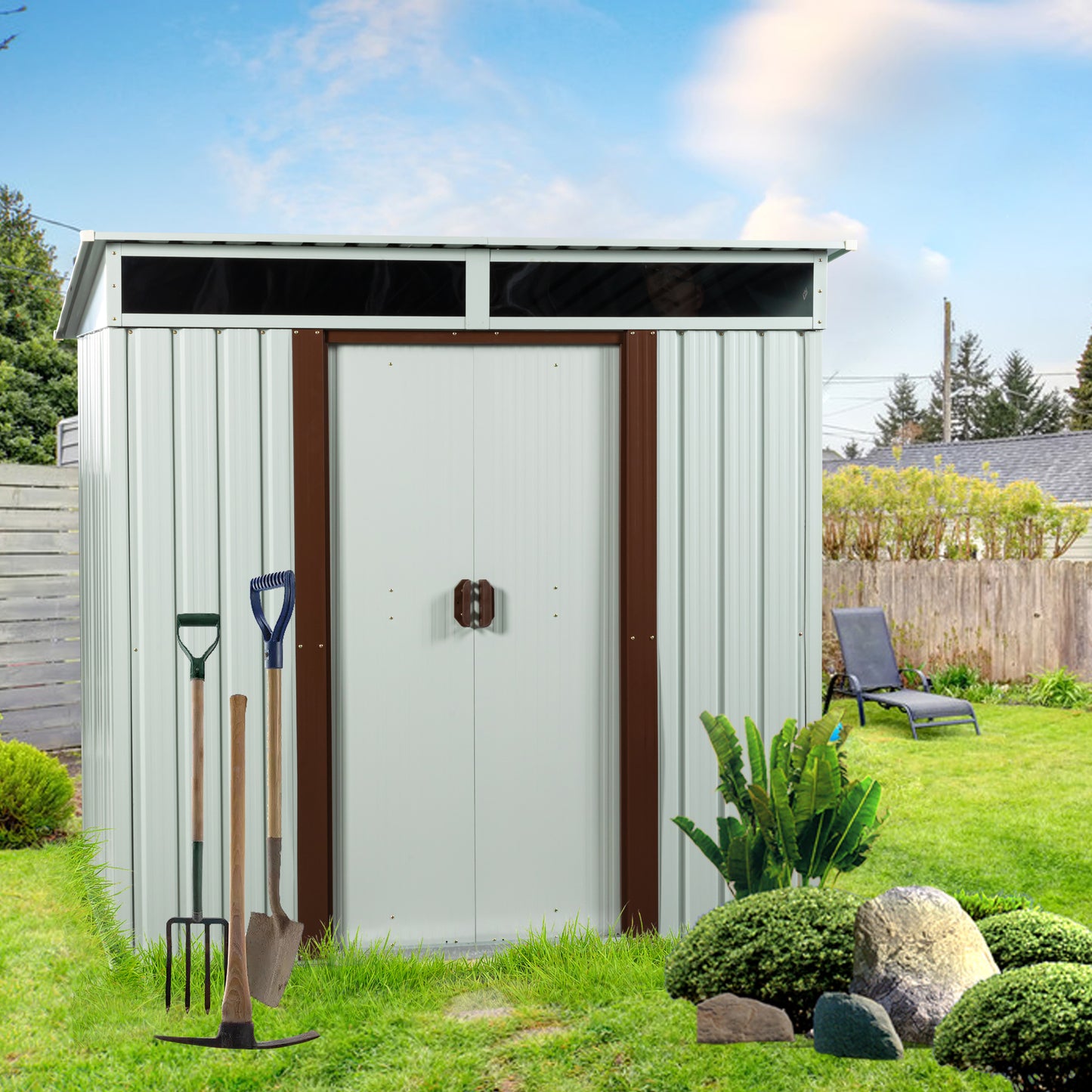 Stylish White Outdoor Storage Shed