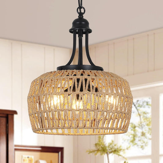 Coastal Boho Rattan Chandelier