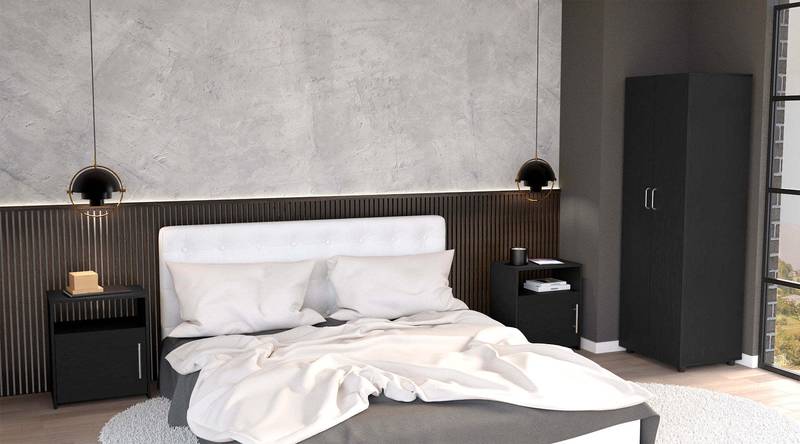 Stylish Bedroom Retreat: London Armoire & Omaha Nightstands