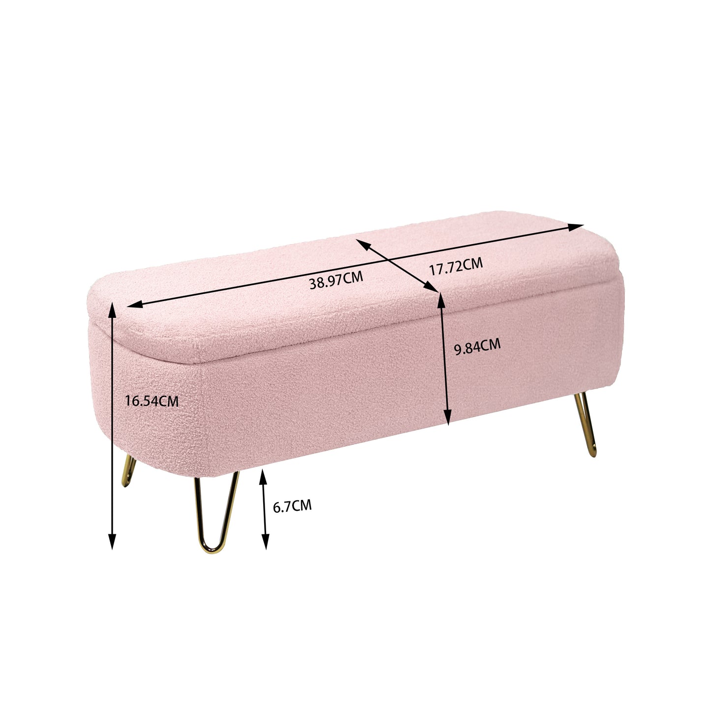 Chic Pink Storage Bench with Gold Legs