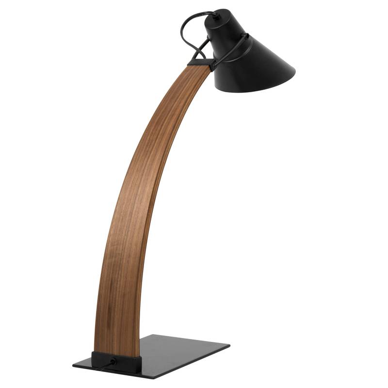 Noah Modern Mid-Century Table Lamp in Walnut & Black