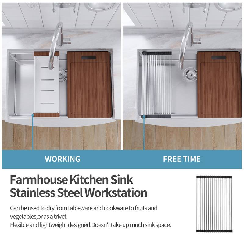 Farmhouse Stainless Steel Kitchen Sink: Sleek Workstation Design