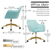 Chic Aqua Velvet Adjustable Office Chair with Gold Legs