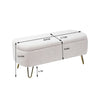 Chic Ivory Storage Ottoman with Gold Legs