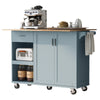 Rolling Kitchen Island with Foldable Top and Storage