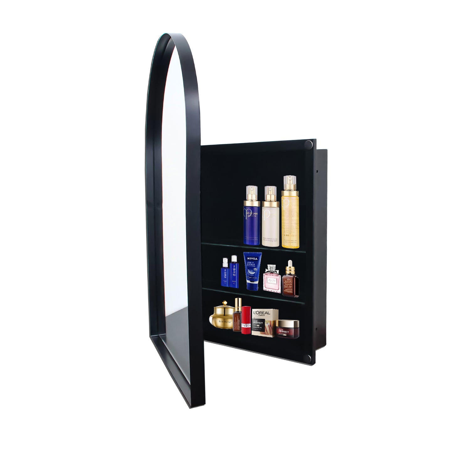 Sleek Arched Medicine Cabinet with Mirror & Adjustable Shelves