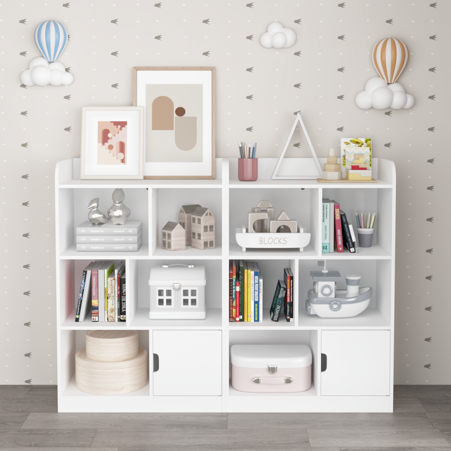 Charming Kids Bookcase with Cubes