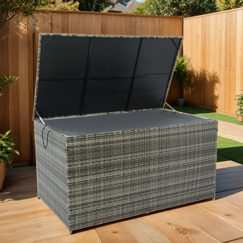 Wicker Patio Storage Box - Stylish Outdoor Organizer for Cushions, Toys, and More!