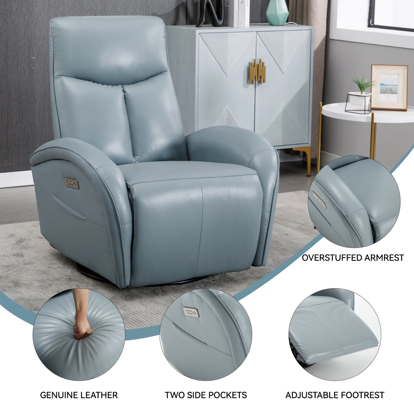 Ultimate Comfort Swivel Recliner with USB Charging