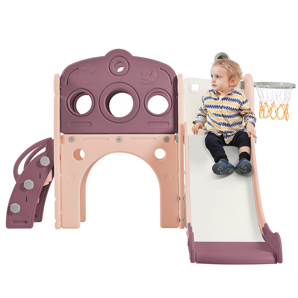 Space Adventure Toddler Playset with Slide & Basketball Fun