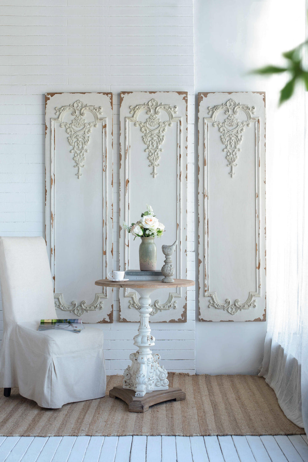 Trio of Elegant White Wall Panels