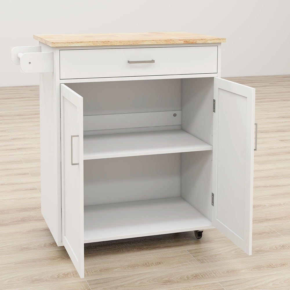 Rolling Kitchen Island Cart with Adjustable Shelves and Towel Rack