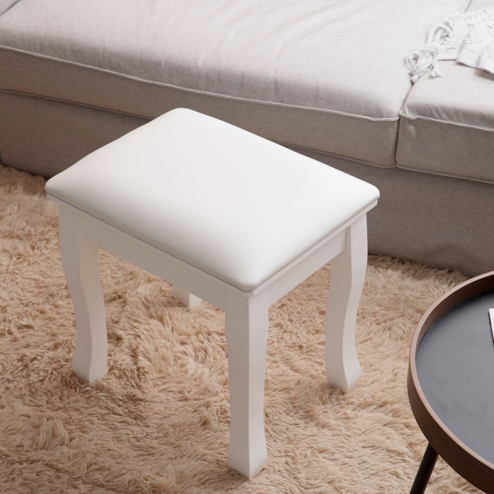 Chic White Makeup Stool with Cozy Cushion