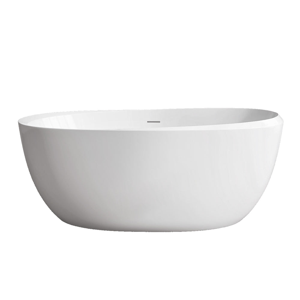 Sleek White Freestanding Soaking Tub with Easy Drain