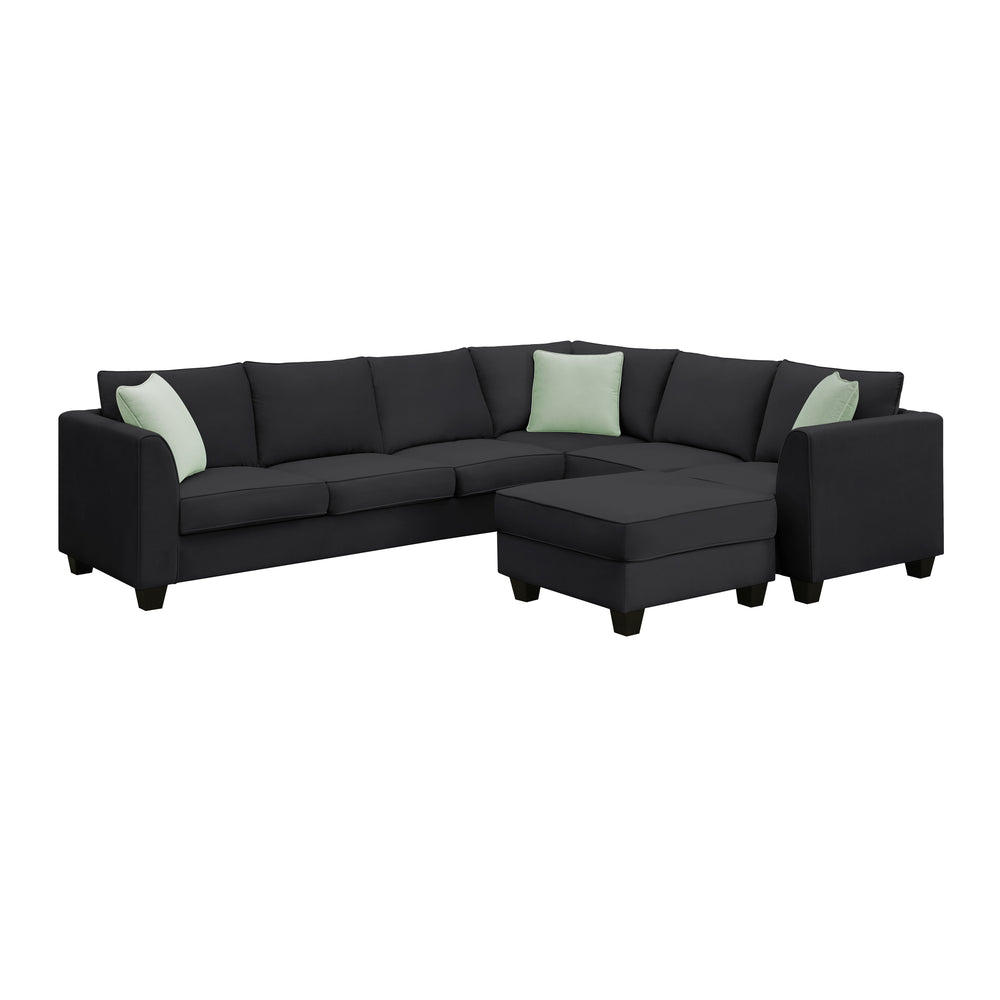 Cozy L-Shaped Modular Sofa Set with Ottoman and Pillows