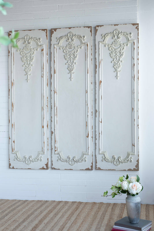 Trio of Elegant White Wall Panels