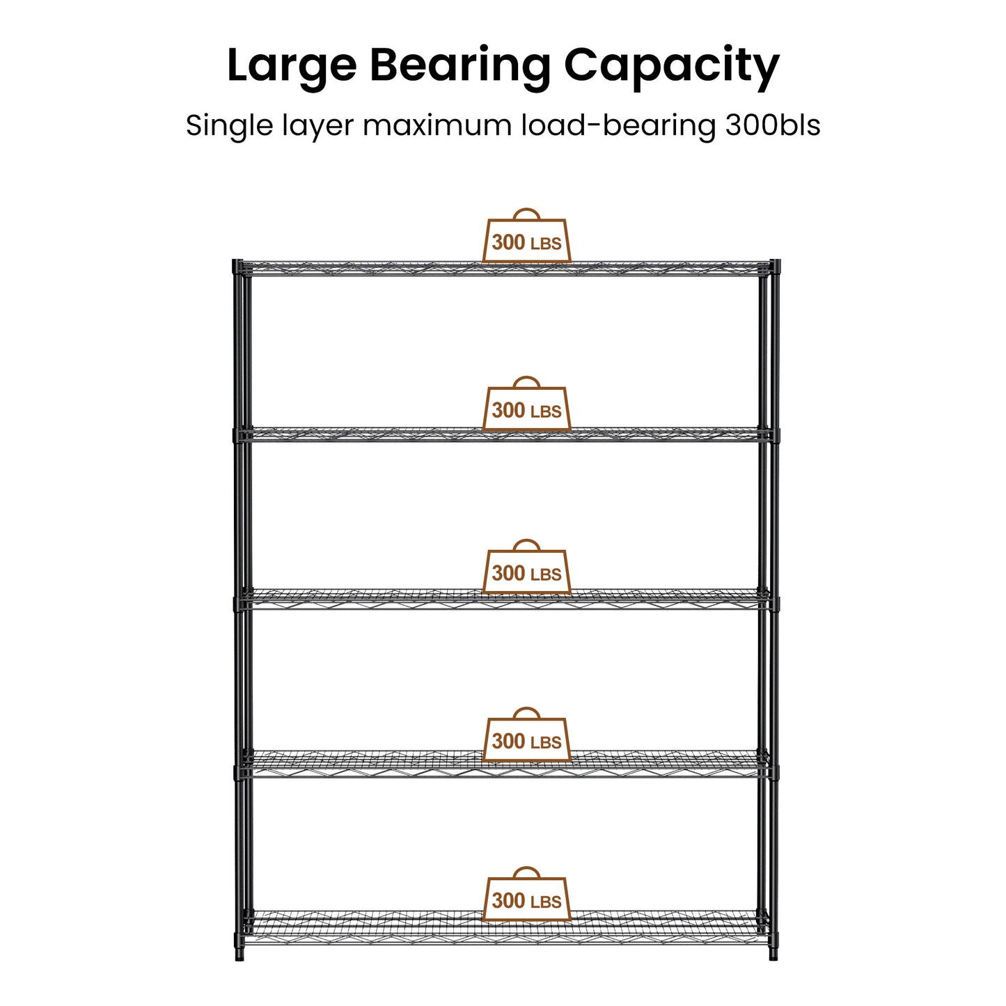 Sturdy Rolling Shelves - Heavy-Duty 5-Layer Organizer with Adjustable Feet