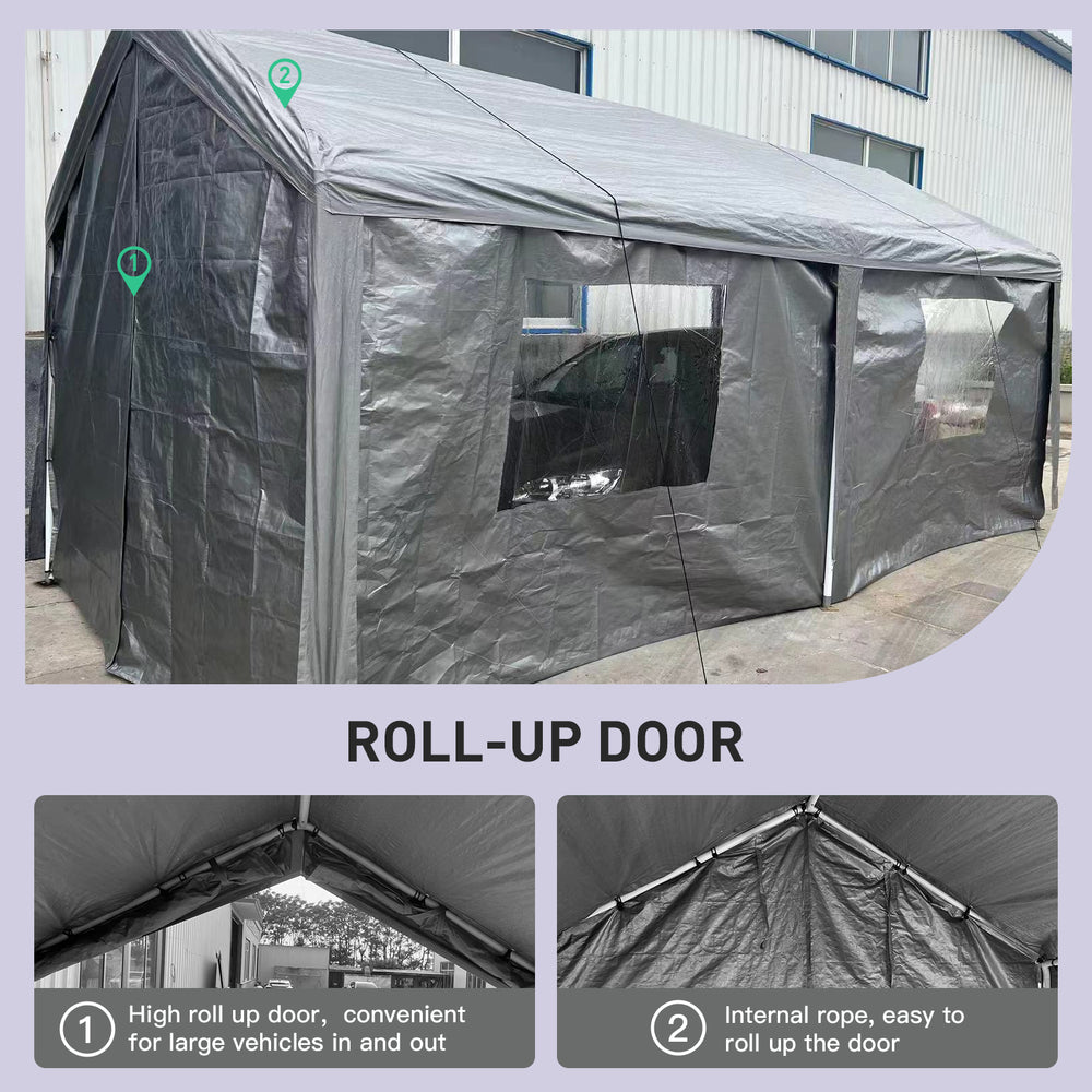 Sturdy Outdoor Carport Shelter – Portable Garage Tent in Grey