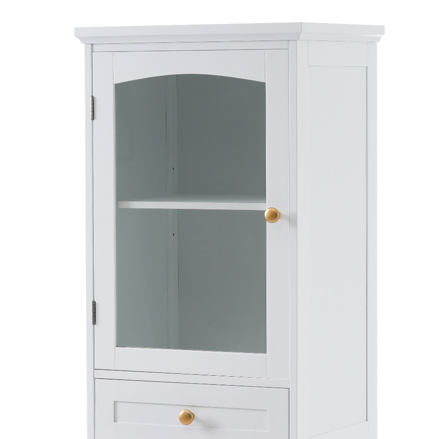 Chic Tall Bathroom Cabinet with Glass Doors & Adjustable Shelves