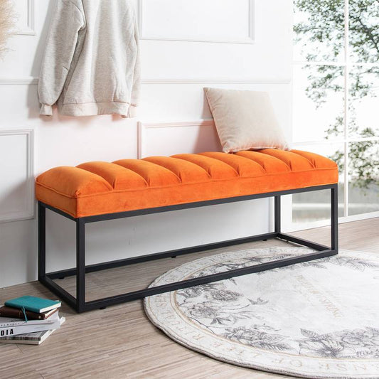 Stylish Metal & Upholstered Entryway Bench