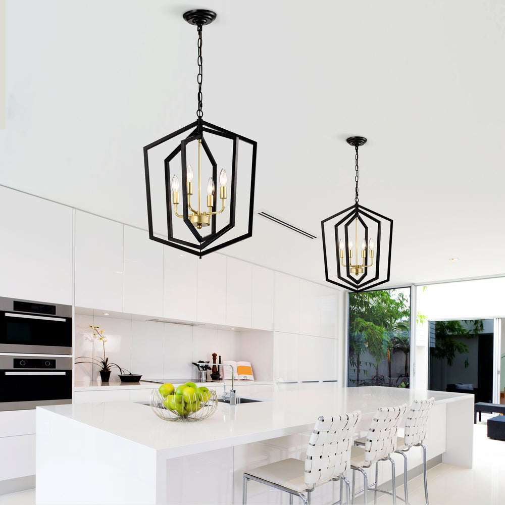 Sleek Black and Gold Chandelier for Stylish Spaces