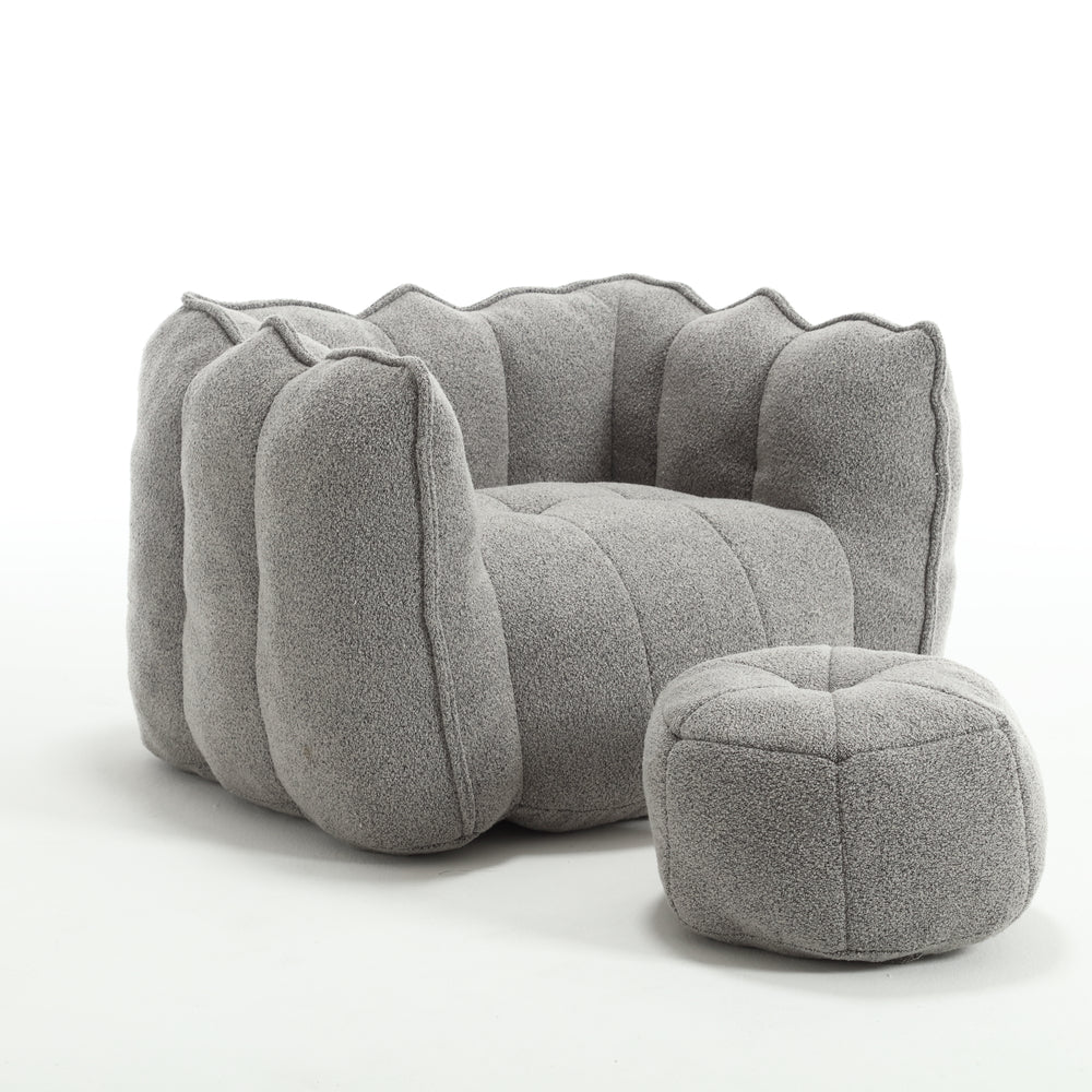 Cozy Square Bean Bag Lounge Chair with Footstool