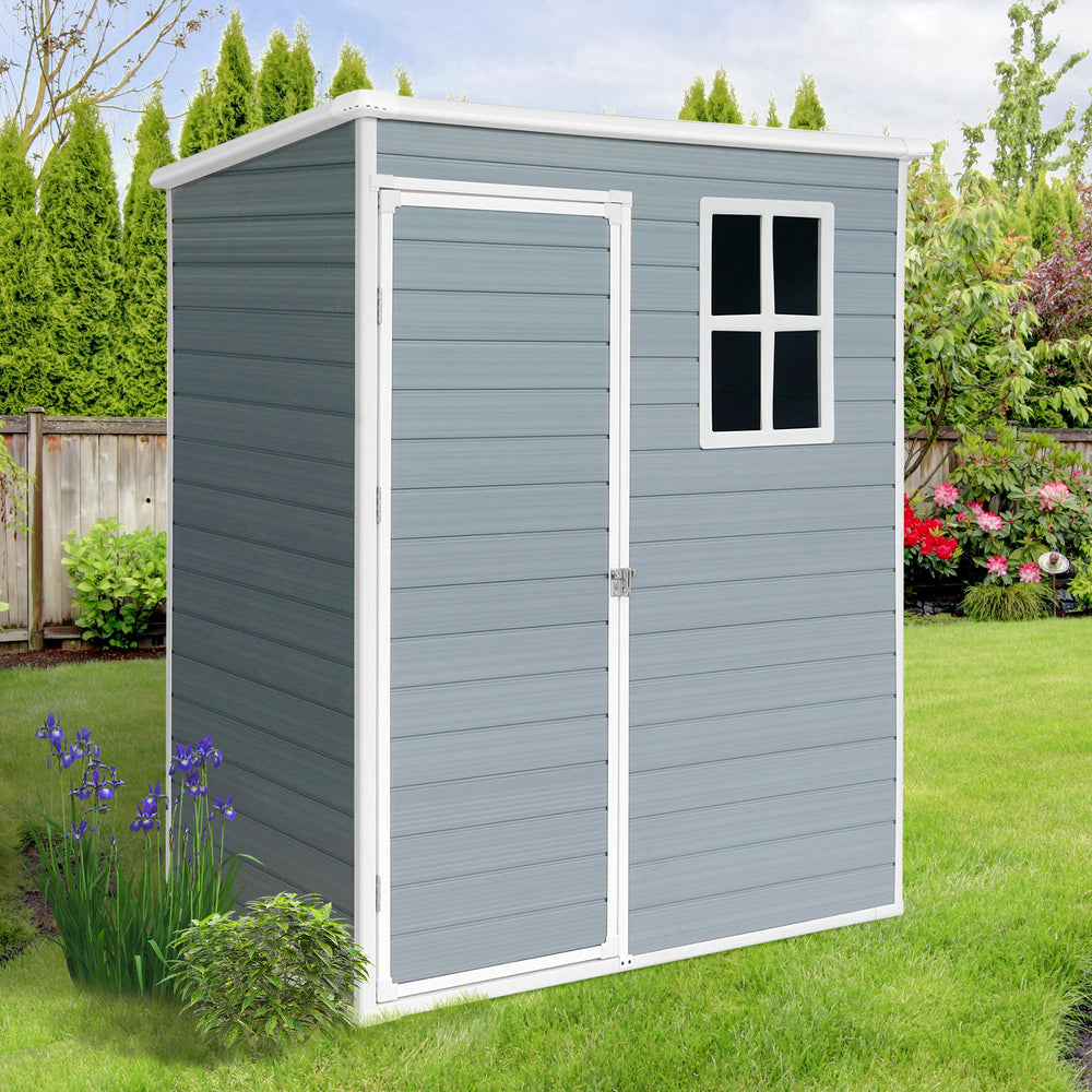 Stylish Grey Outdoor Storage Shed for Patio Gear