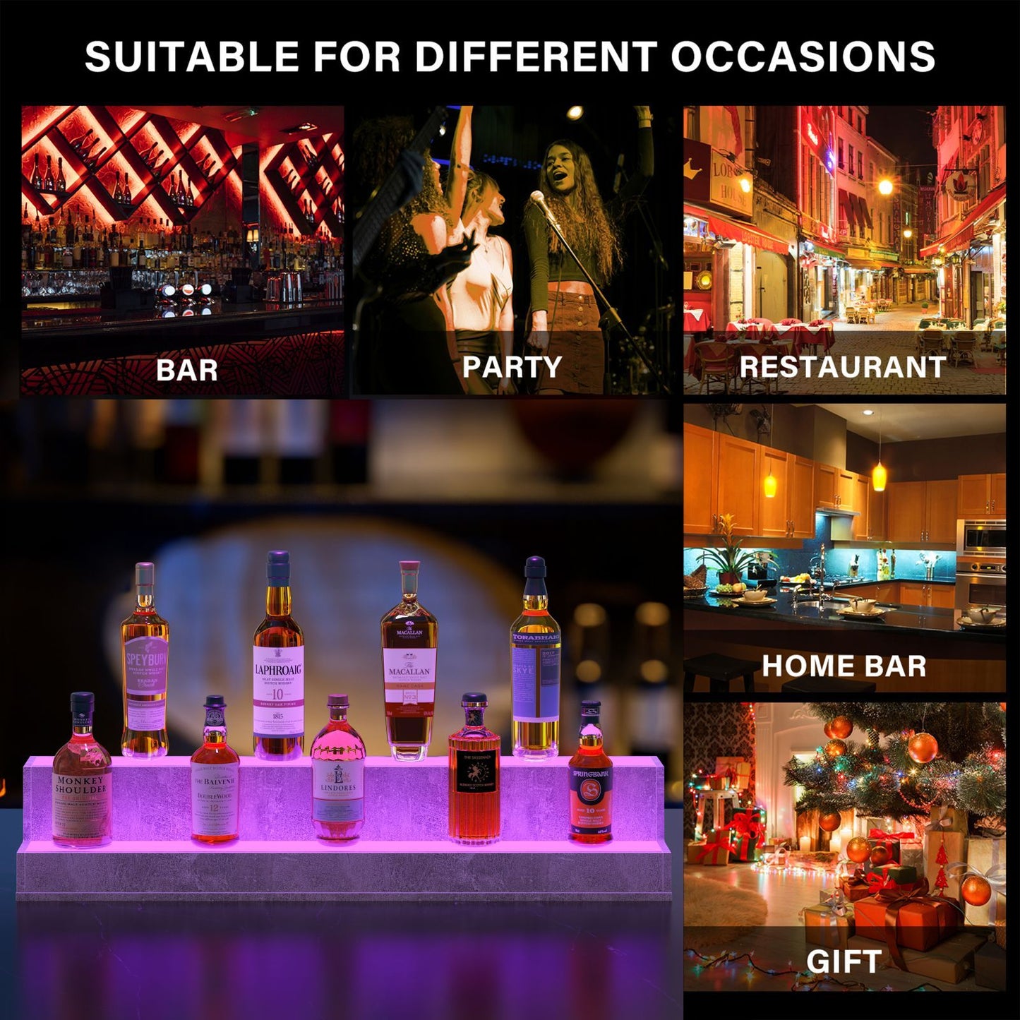 Glow Bar: Illuminated Liquor Bottle Display Shelf