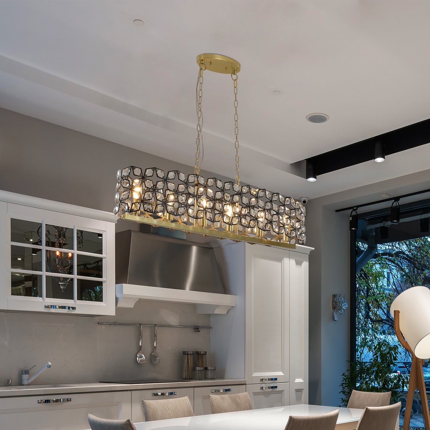 Glamorous Gold Oval Crystal Chandelier