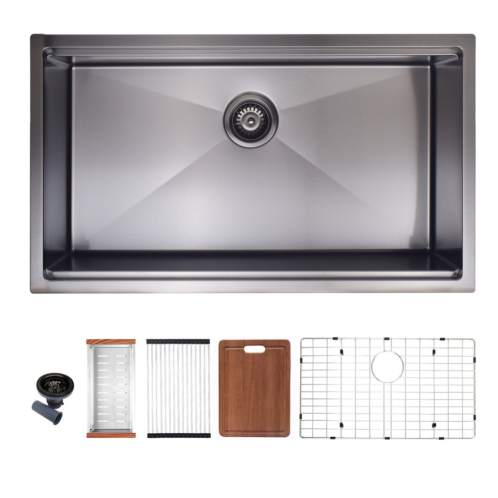 Sleek Undermount Kitchen Sink with Essential Accessories