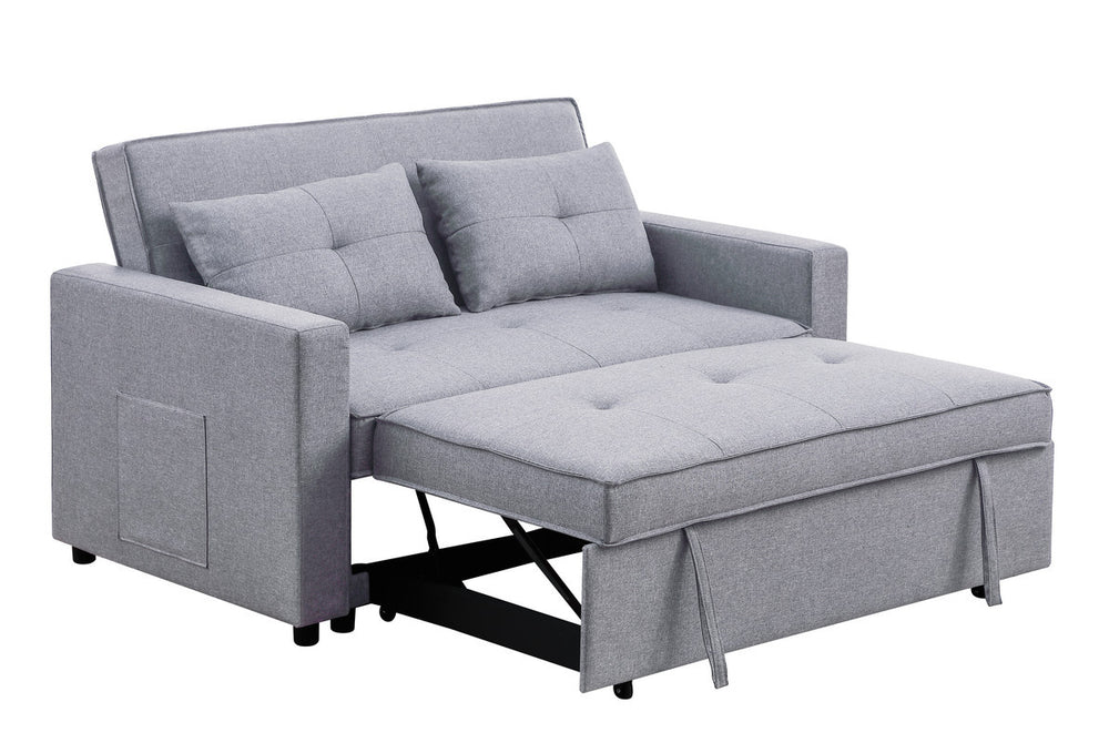 Cozy Light Gray Sleeper Loveseat with Pocket