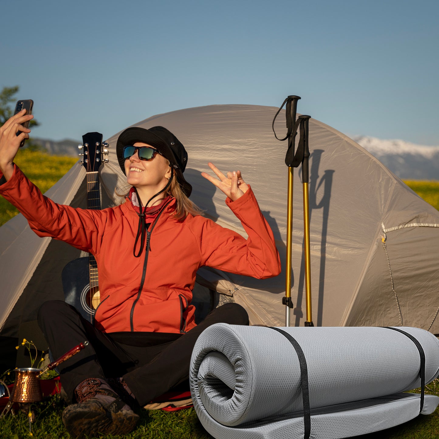 CozyCamp Memory Foam Mattress - Portable & Water-Resistant Comfort for Any Adventure!