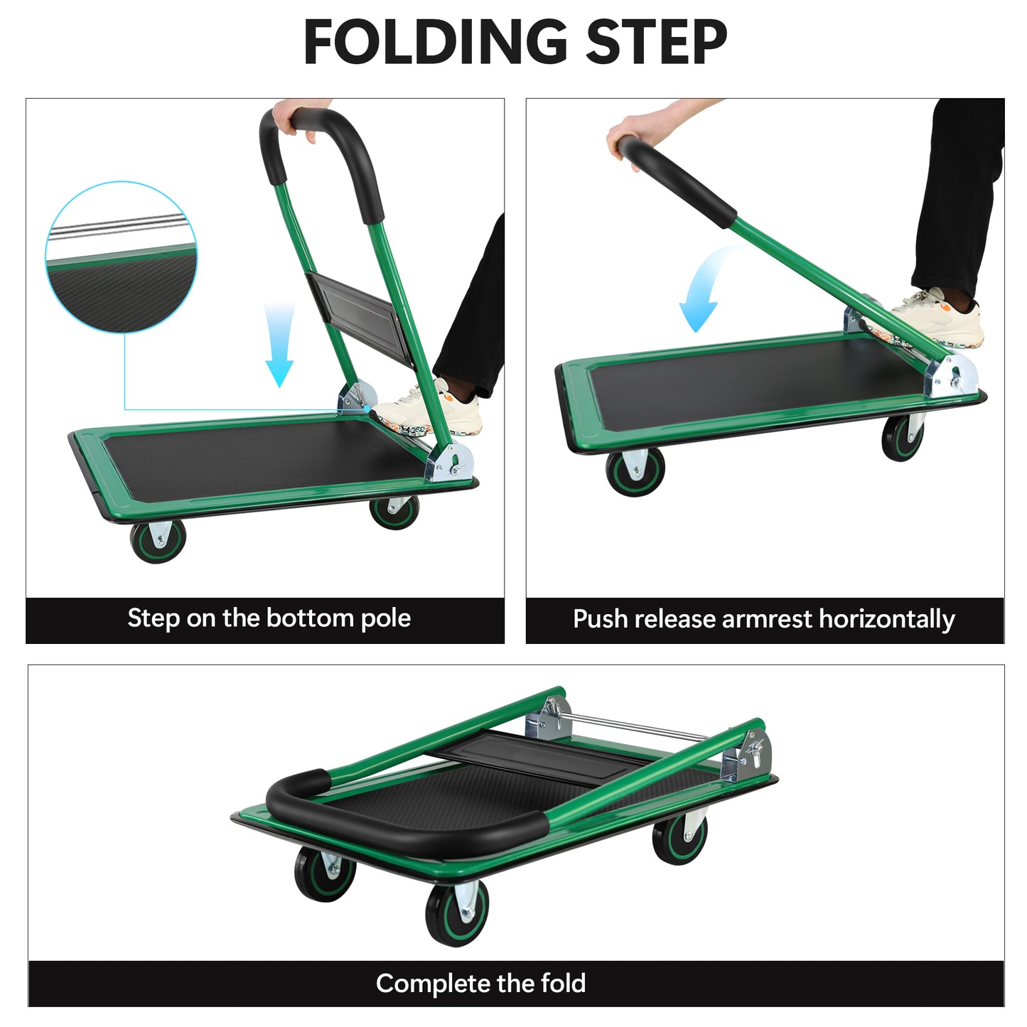 Foldable Swivel Dolly Cart - Easy Storage & Heavy-Duty Mobility